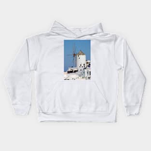 Windmill on Santorini Kids Hoodie